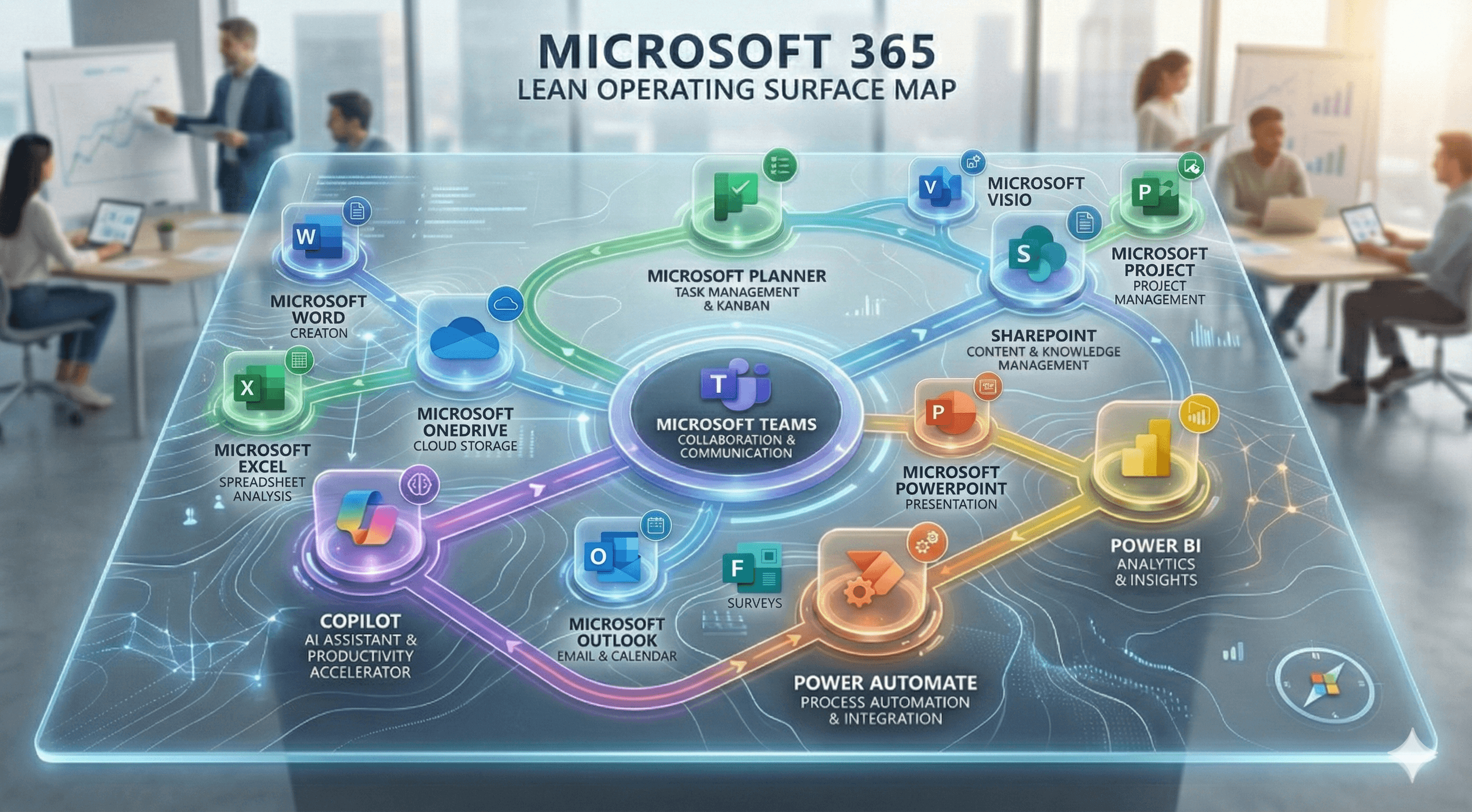 Microsoft 365 operating surface map